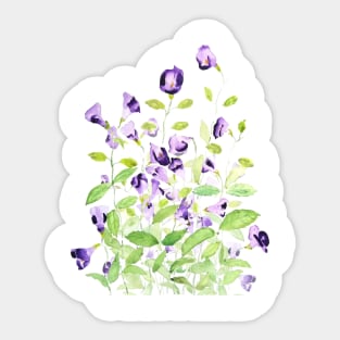 purple wishbone flowers watercolor painting Sticker